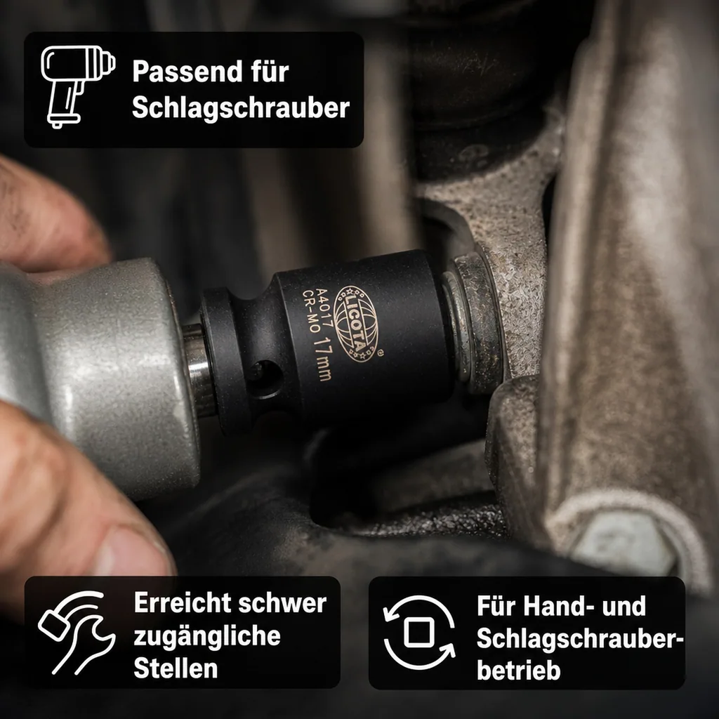 Schlagschraubernuss, 1/2 zoll Nuss, 8mm, Cr-Mo, kurze Industriequalität