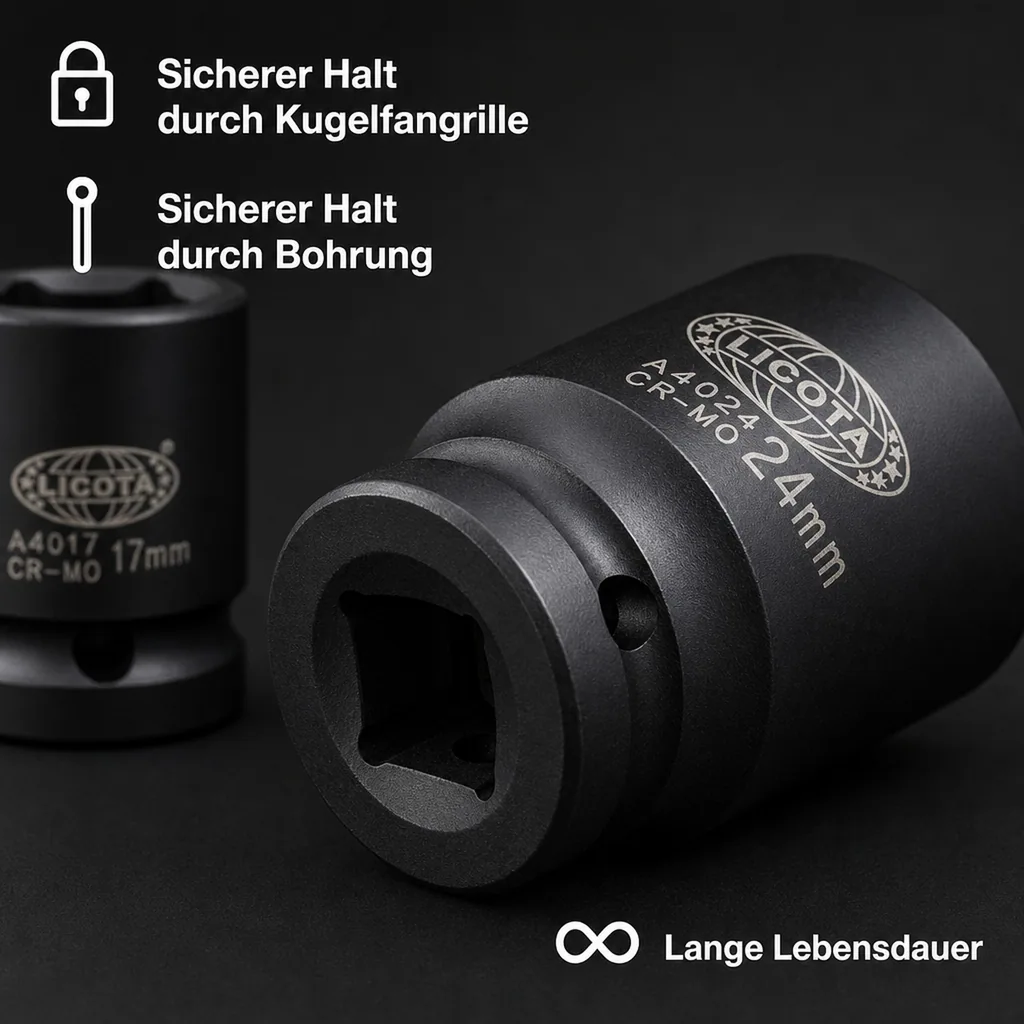 Schlagschraubernuss 1/2 Zoll SW 14, Industriequalität