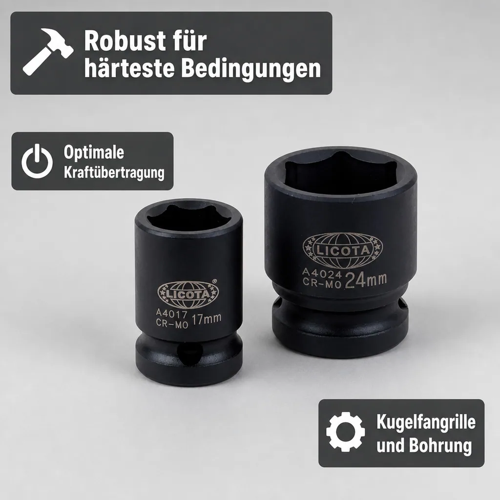 Schlagschraubernuss, 17mm, 1/2 Zoll Nuss, Cr-Mo, Kraftnuss
