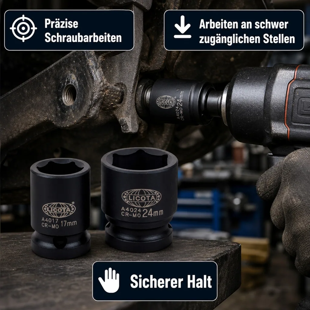 1/2 zoll Nuss, Schlagschraubernuss, 24mm, Cr-Mo, 6-Kant