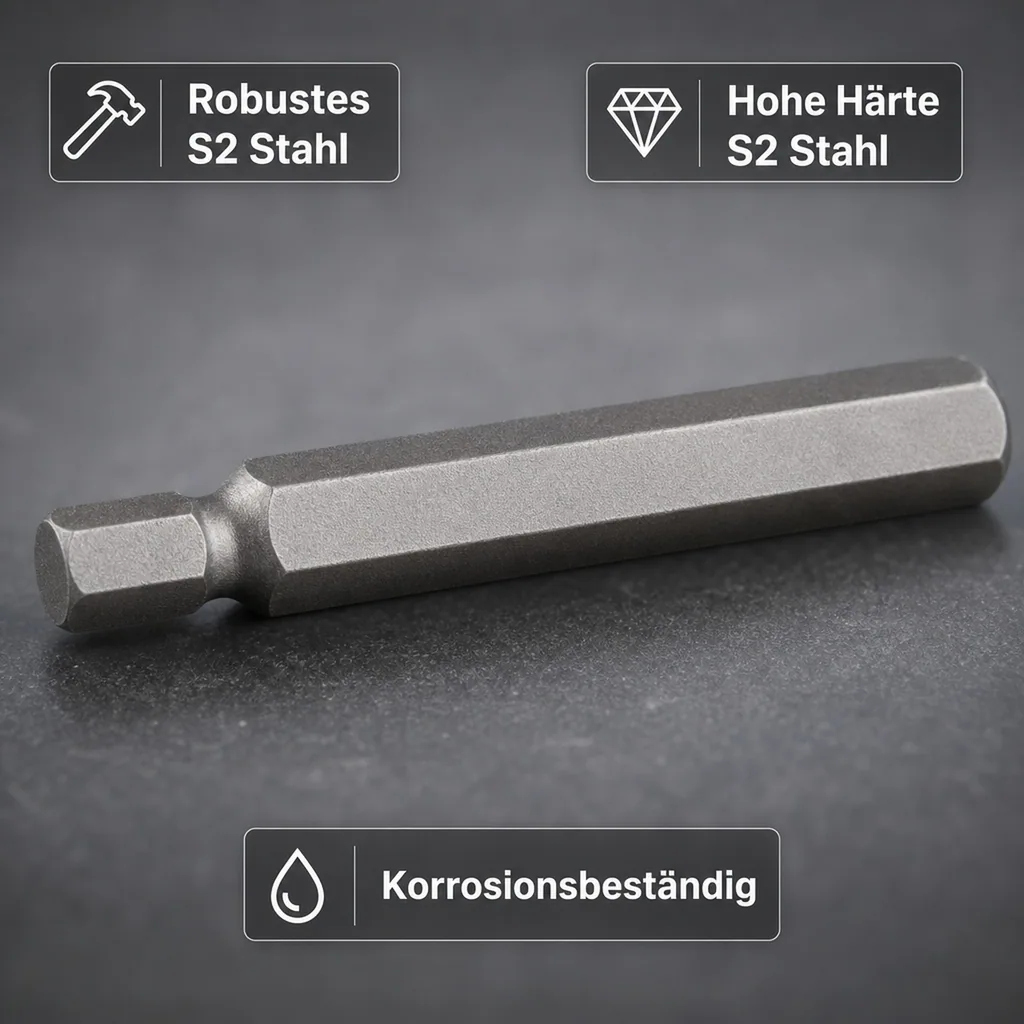 Innensechskant 8mm, Innensechskant Bit, 75mm, 10mm Sechskant Aufnahme, S2 Stahl