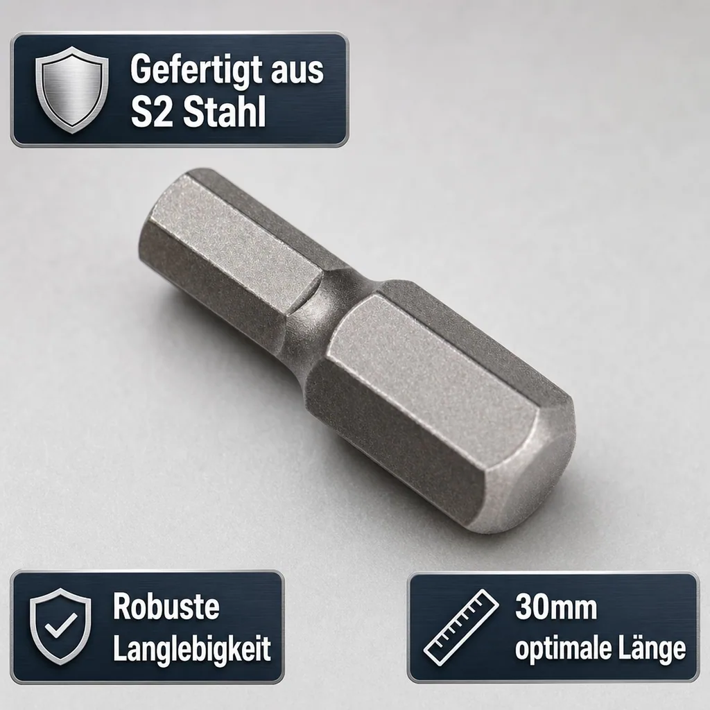 Innensechskantschlüssel 7mm, Innensechskant 7, L 30mm, S2 Stahl