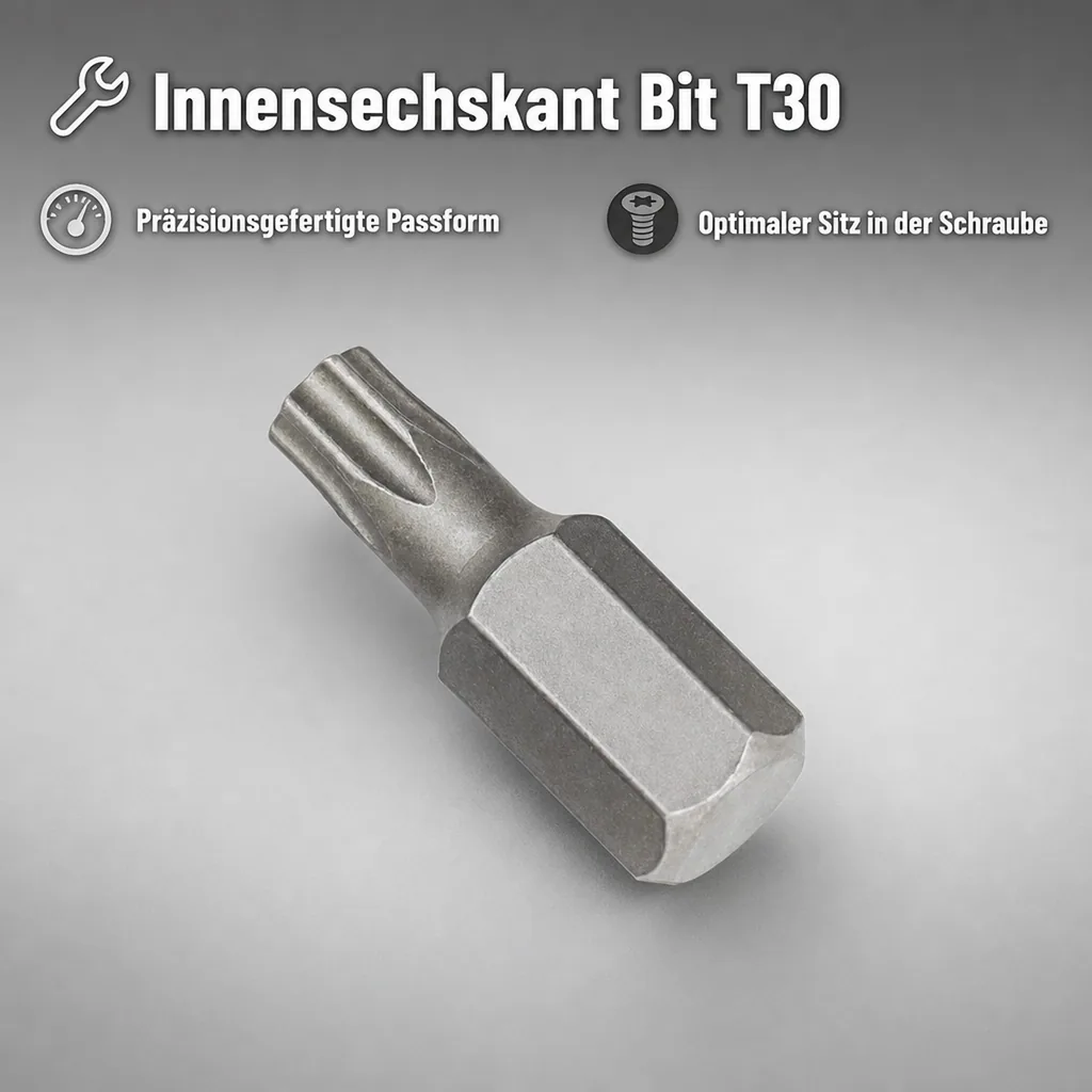 Innensechskant Bit T30, 10mm Hex, S2 Stahl, Schrauberbit