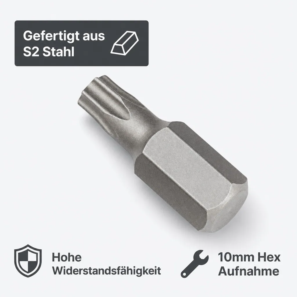 Innensechskant Bit T50, 10mm Hex, S2 Stahl