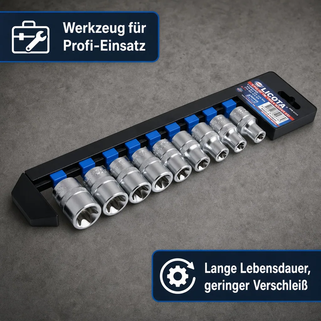 Innensechskant Nuss Set, E-Profil, 1/2 Zoll, E10-E24, Industrie Nusssatz