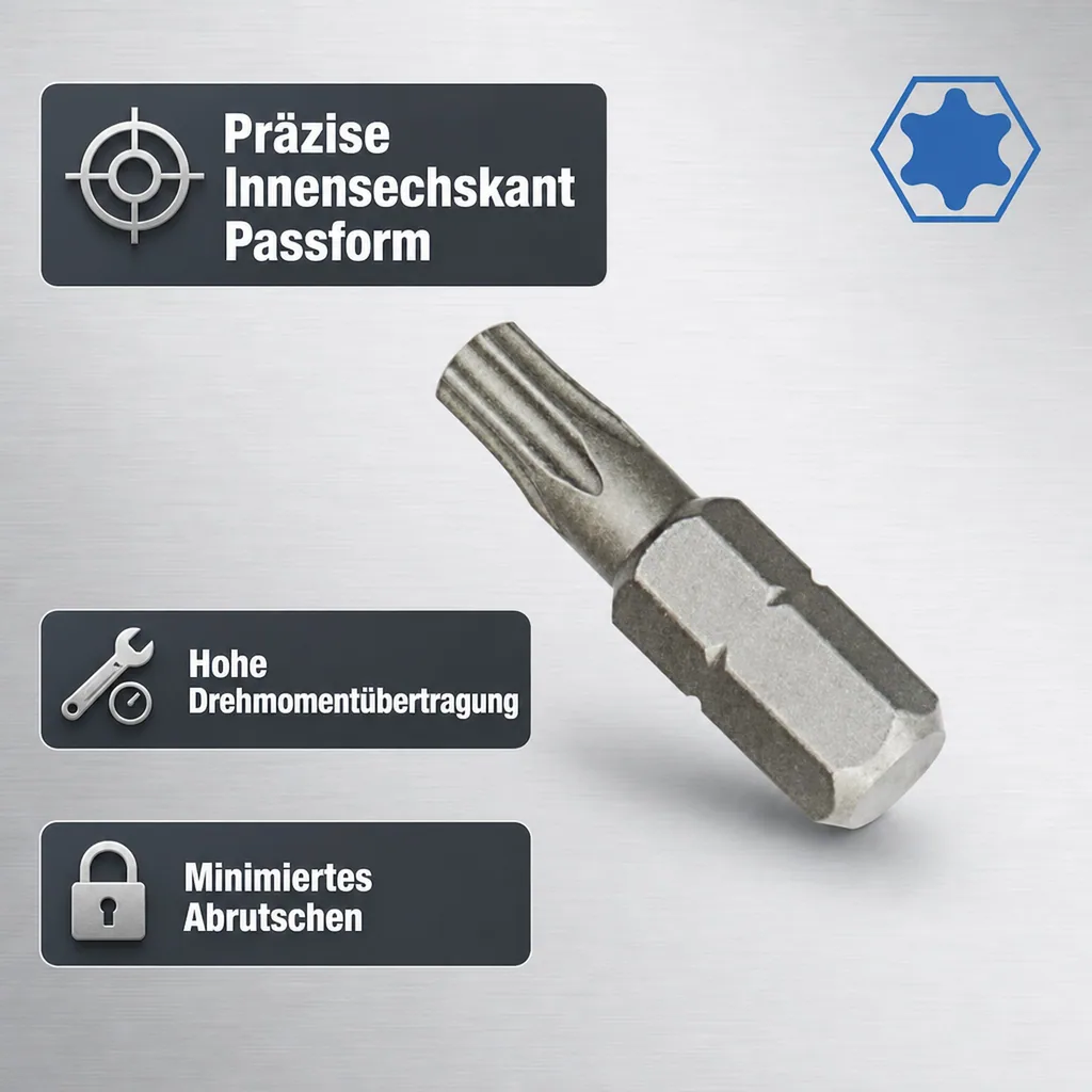 Innensechskant Bit T9, 1/4 Zoll, 25mm, Schrauberbit