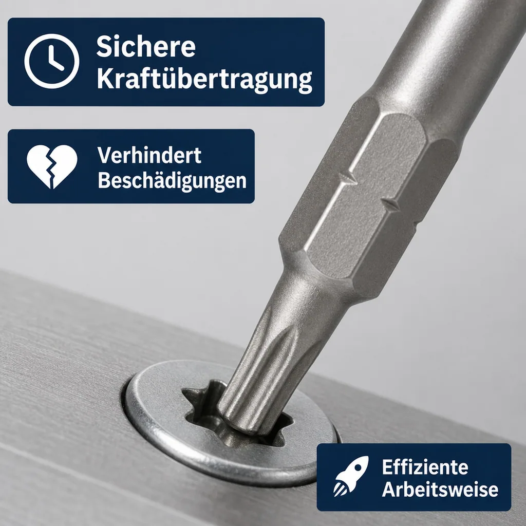 Innensechskant Bit T10, 25mm, 1/4 Zoll, S2 Stahl, Schrauberbit