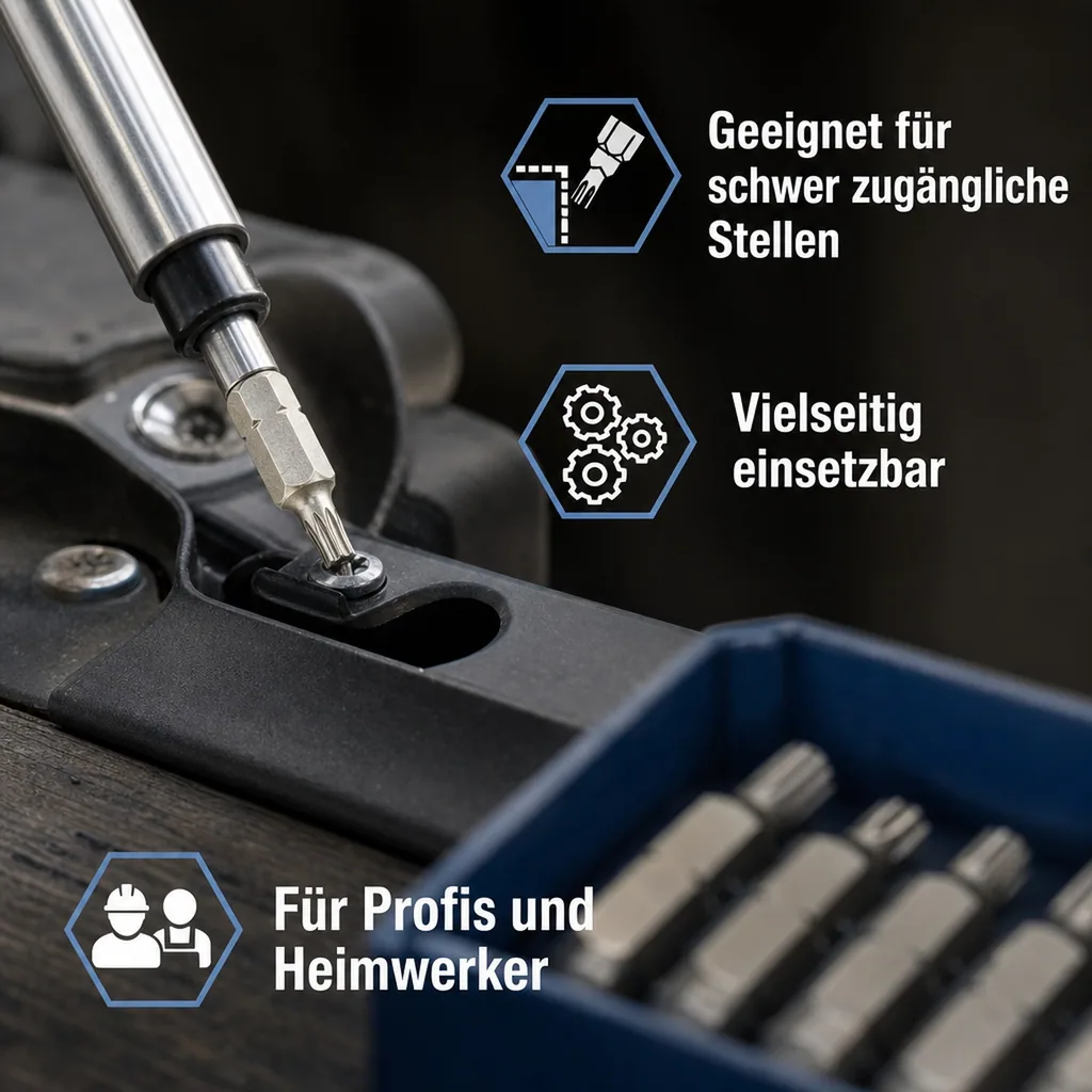 Innensechskant Bit mit Bohrung, TT10, Stirnloch, 25mm, 1/4 Zoll