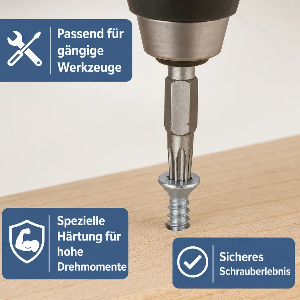 Innensechskant Bit mit Bohrung, TT10, Stirnloch, 25mm, 1/4 Zoll