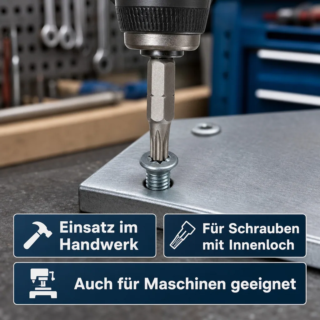 Innensechskant Bit mit Stirnloch, TT30, 1/4 Zoll