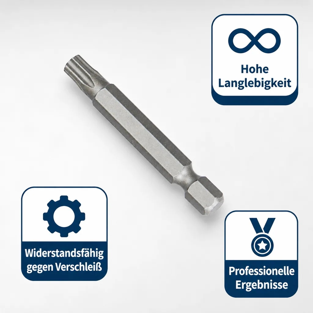 Innensechskant Bit T9, 50mm, 1/4 Zoll, S2 Stahl, Schrauberbit