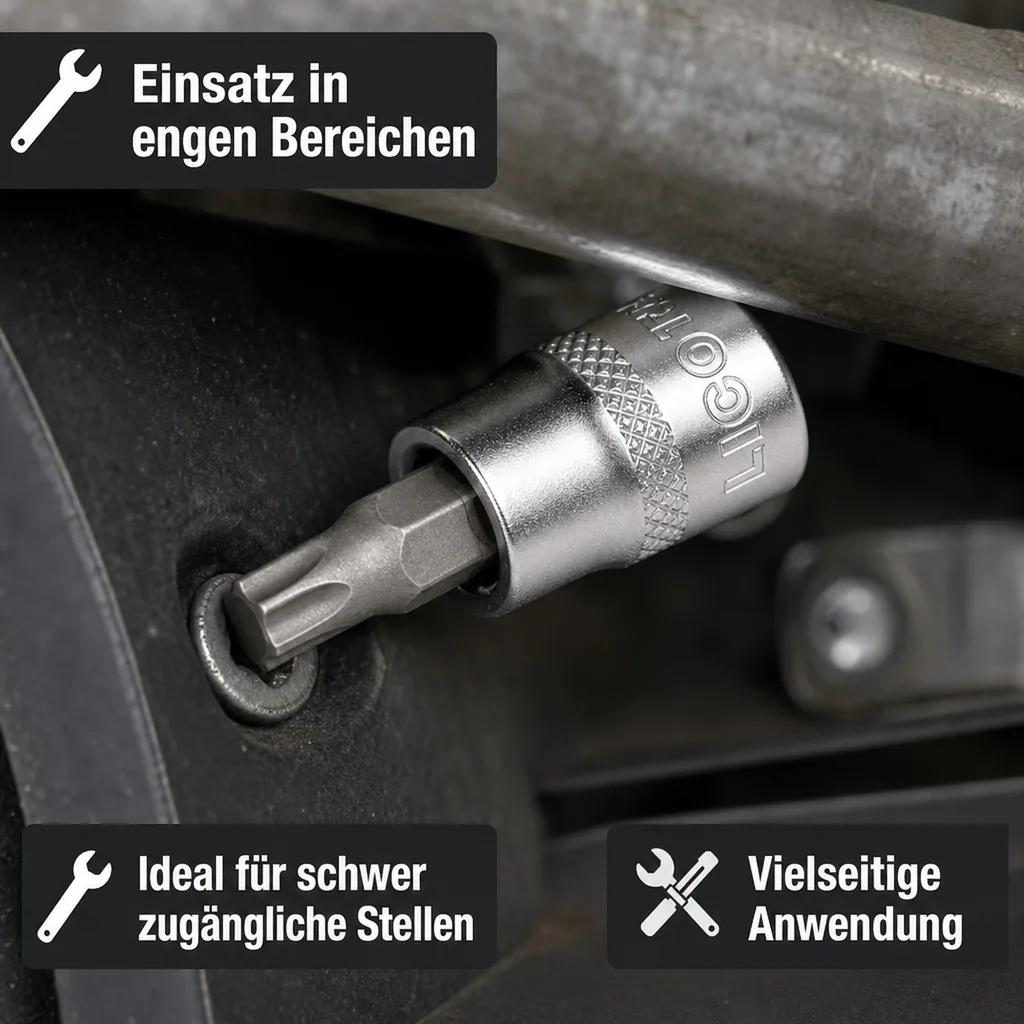 Innensechskant Nuss, Innensechskant Stecknuss, 1/2 Zoll T20, CrV, kurze Ausführung