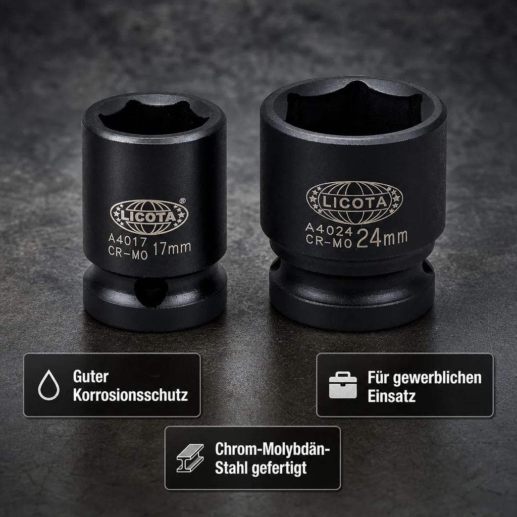 Schlagschraubernuss, 1/2 Zoll, 15mm, Cr-Mo, 6-kant, Stecknuss