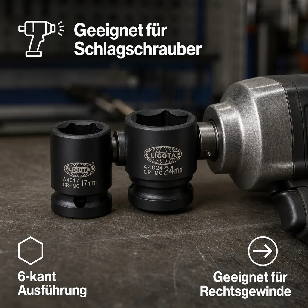 Schlagschraubernuss 32mm, 1/2 Zoll, Cr-Mo, Kraftnuss, 6-kant
