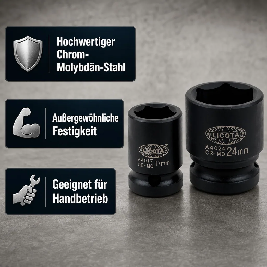 Schlagschraubernuss 32mm, 1/2 Zoll, Cr-Mo, Kraftnuss, 6-kant