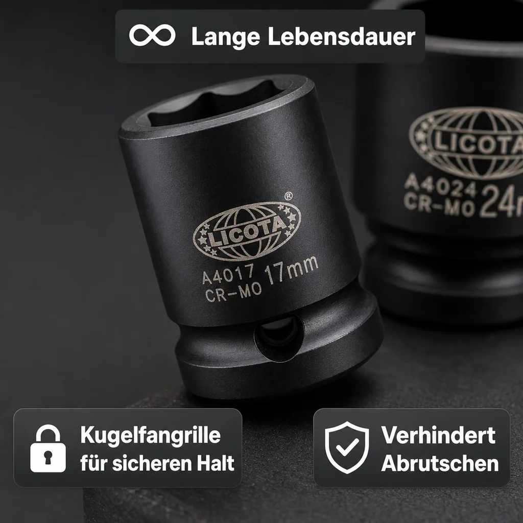 Schlagschraubernuss 32mm, 1/2 Zoll, Cr-Mo, Kraftnuss, 6-kant