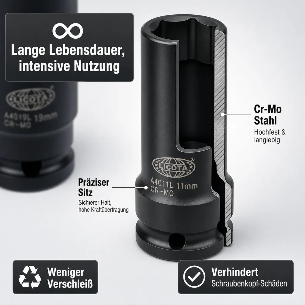 Schlagschraubernuss, 1/2 Zoll Nuss, SW 10, Cr-Mo