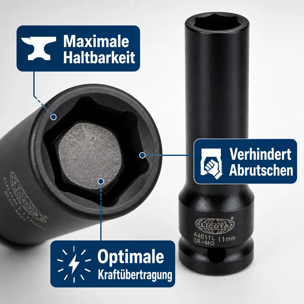 Schlagschraubernuss, 1/2 Zoll, 6pt, Cr-Mo, SW 11