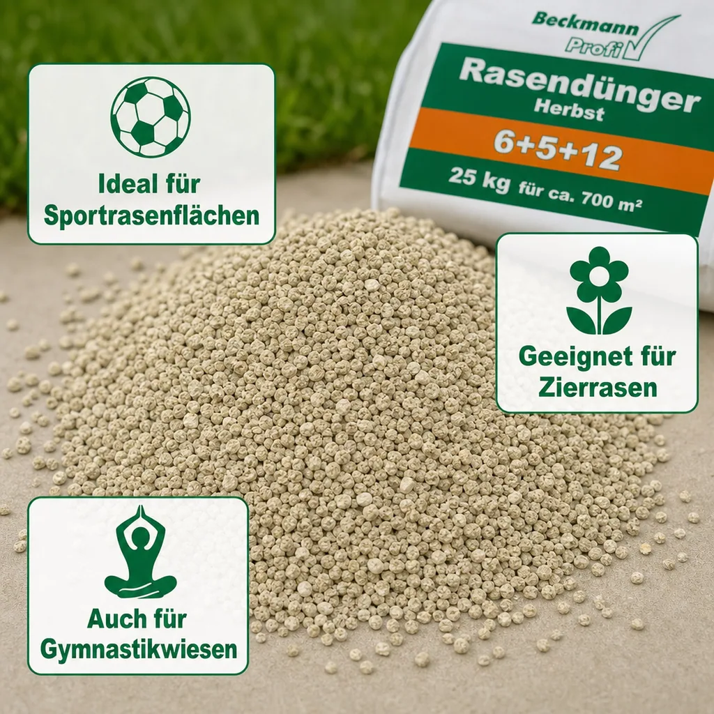 25 kg Rasendünger Herbst Beckmann NPK-6+5+12  f.ca. 700m²