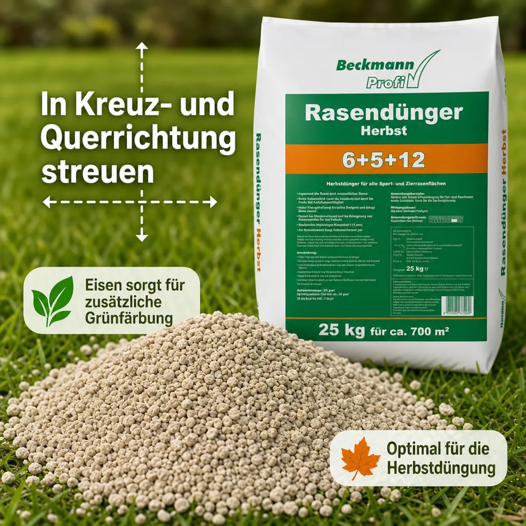 25 kg Rasendünger Herbst Beckmann NPK-6+5+12  f.ca. 700m²