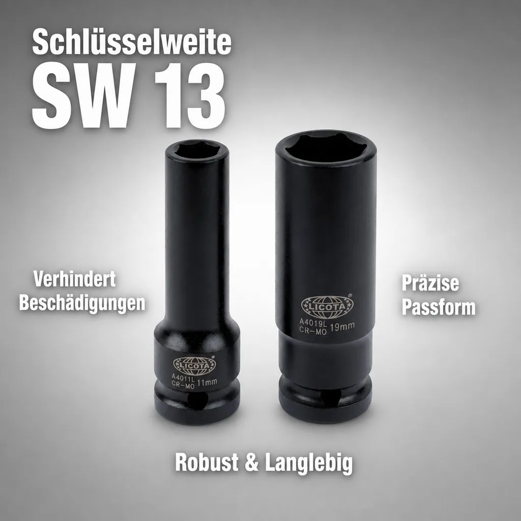 1/2 Zoll Nuss, Schlagschraubernuss SW 13, Kraftnuss