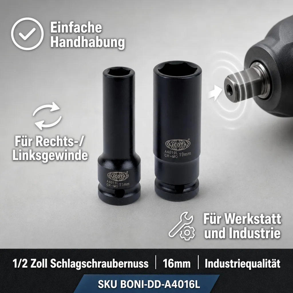 1/2 zoll Nuss, 16mm, Schlagschraubernuss, Industriequalität