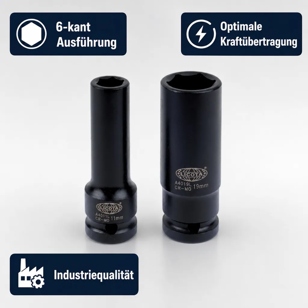 Schlagschraubernuss, 1/2 zoll Nuss, 17 mm Nuss SW17, 6-kant