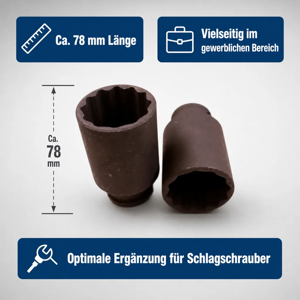 Schlagschraubernuss 1/2 Zoll SW 22, Industriequalität, Cr-Mo