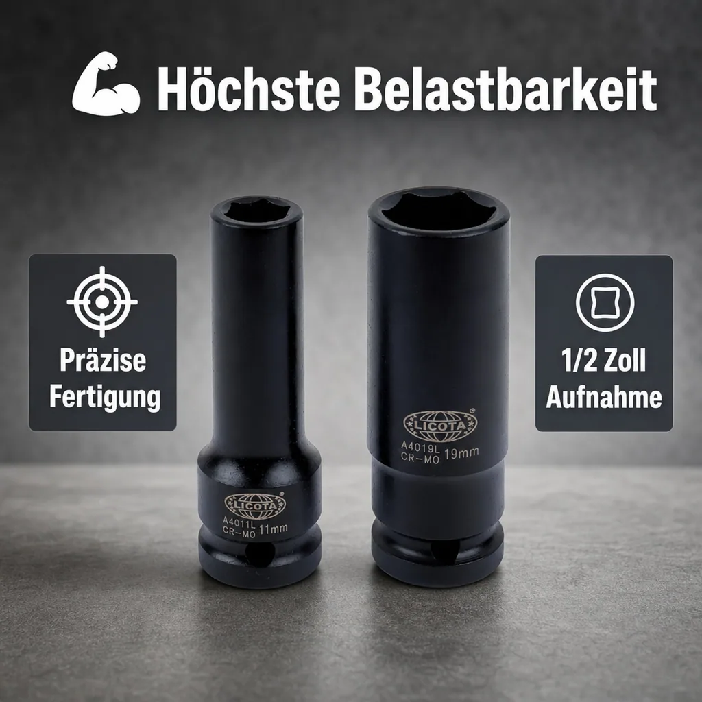 Schlagschraubernuss, 24mm, 1/2 Zoll, Cr-Mo, Schlagschrauber Stecknuss