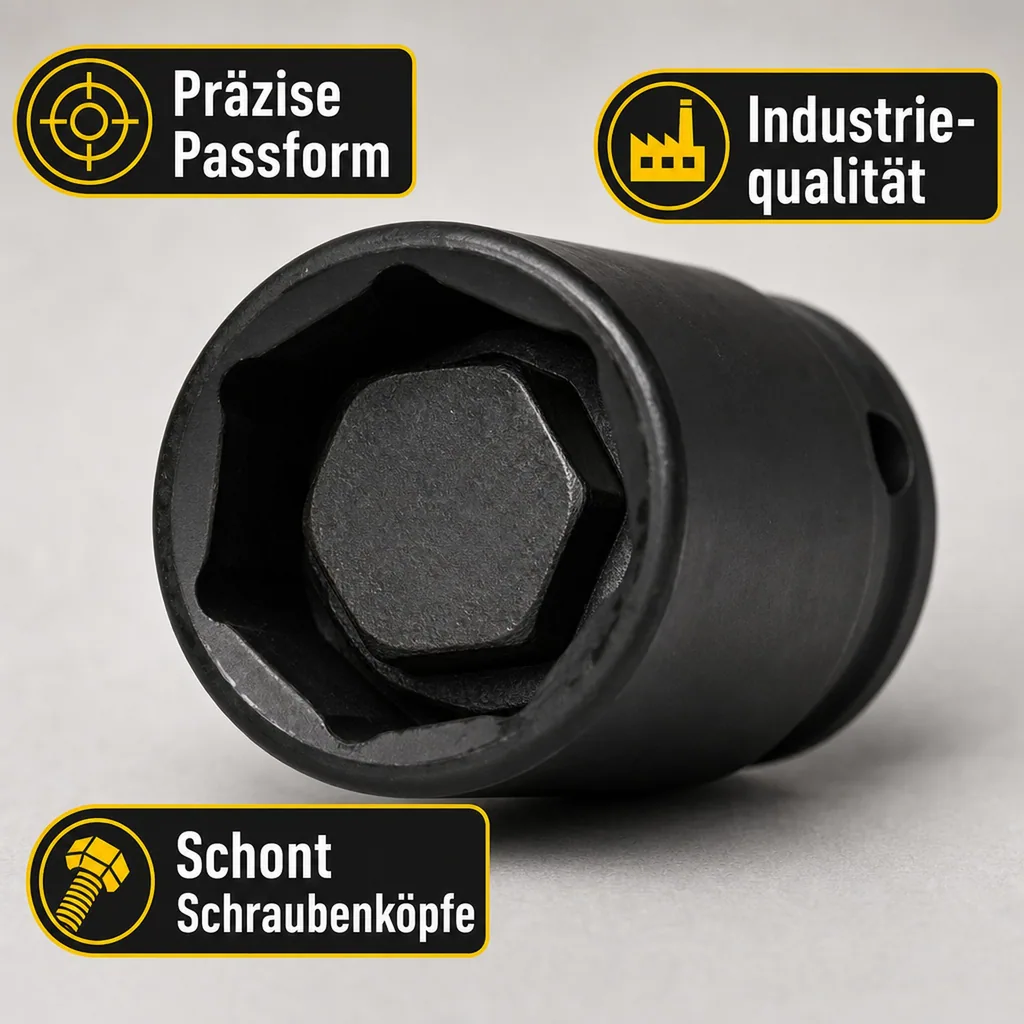 3/4 Zoll Nuss, Schlagschraubernuss, 22mm, Cr-Mo, SW 22, Industriequalität