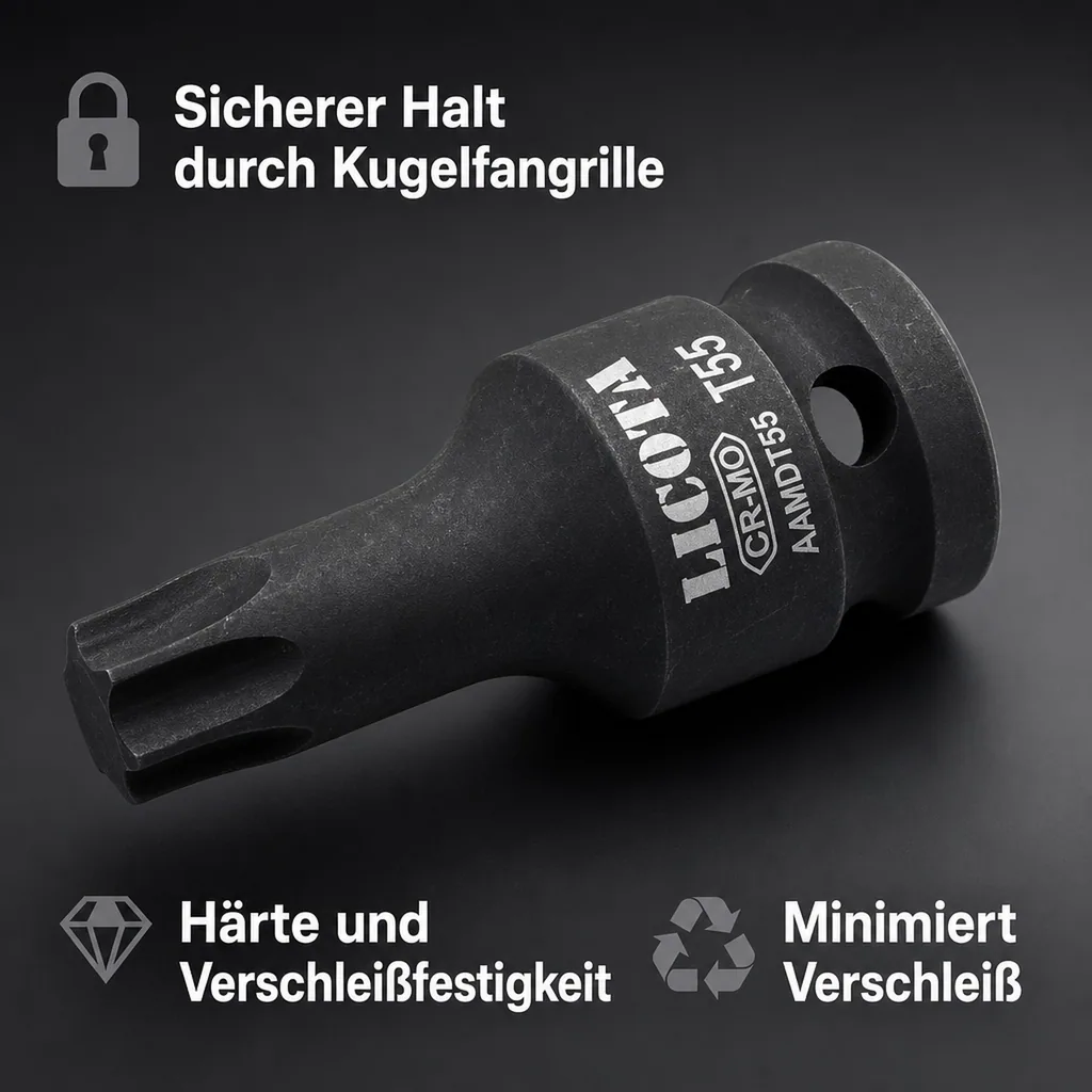 Innensechskant Nuss, 1/2 Zoll T25, Schlagschrauber, Cr-Mo