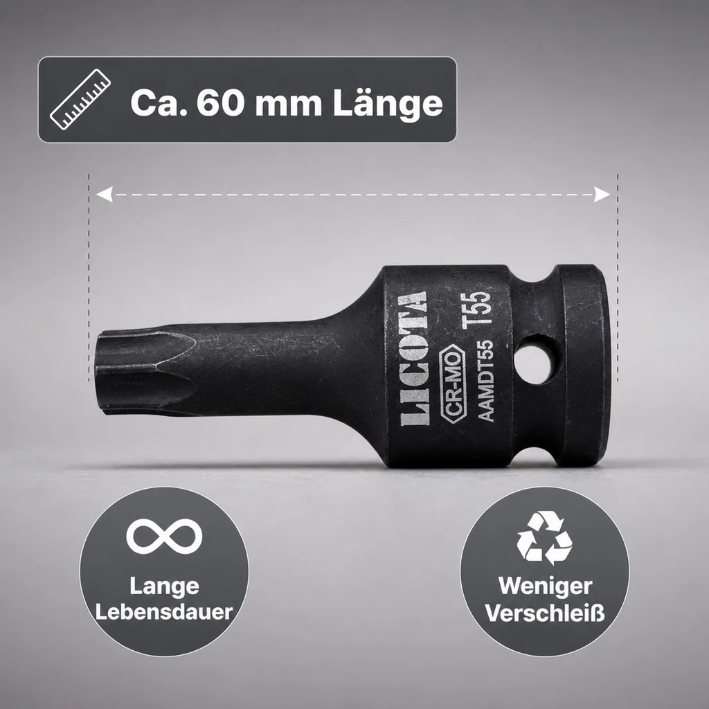 Innensechskant Nuss, Schlagschrauber Nuss, T27, 1/2 Zoll, Cr-Mo Stahl, Industriequalität