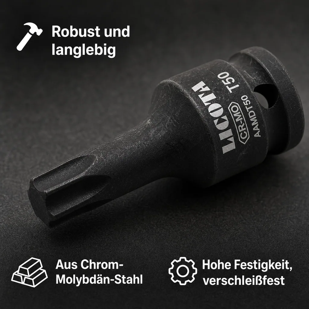 Innensechskant Nuss, Schlagschrauber Nuss Innensechskant, 1/2 Zoll, Cr-Mo, T50, 60mm