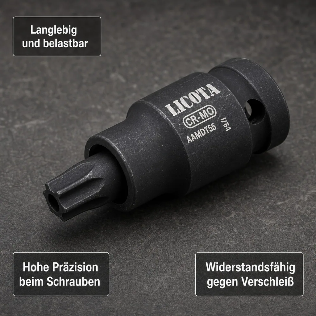 Innensechskant Nuss, Schlagschrauber Nuss, 1/2 Zoll, T70, 60mm, Cr-Mo, Industiequalität