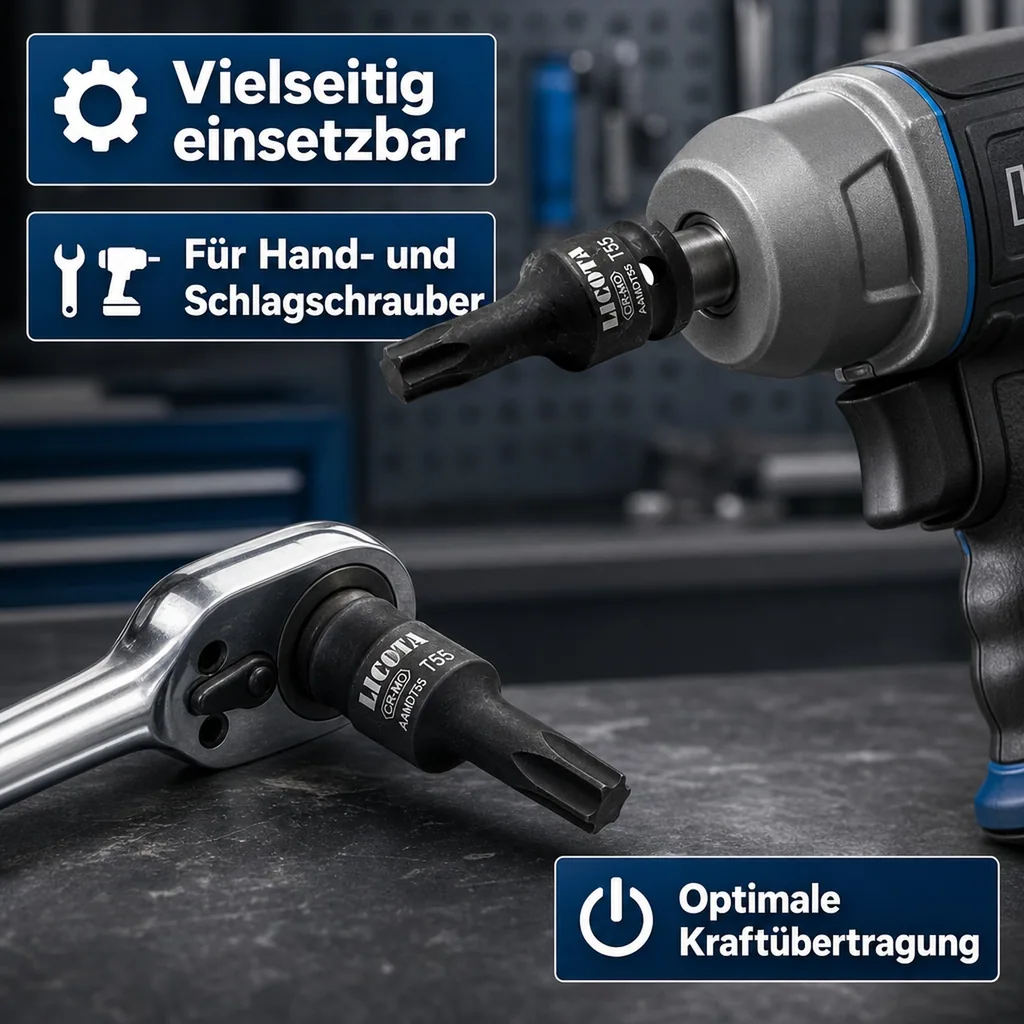 Innensechskant Nuss, Schlagschrauber Nuss, 1/2 Zoll, T70, 60mm, Cr-Mo, Industiequalität