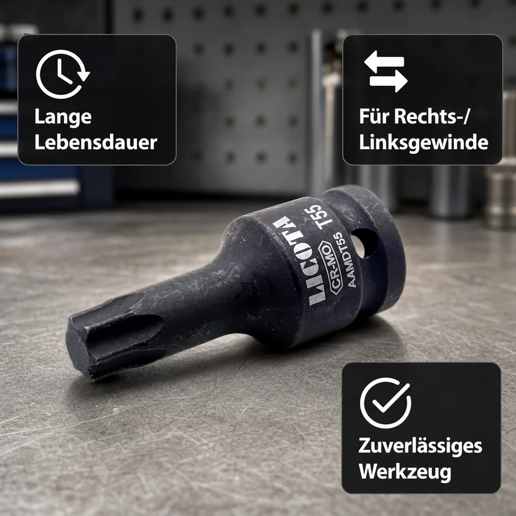 T90 Innensechskant Bit, Innensechskant Nuss, 1/2 Zoll, 60mm, Cr-Mo Steckschlüssel, Profi Werkzeug