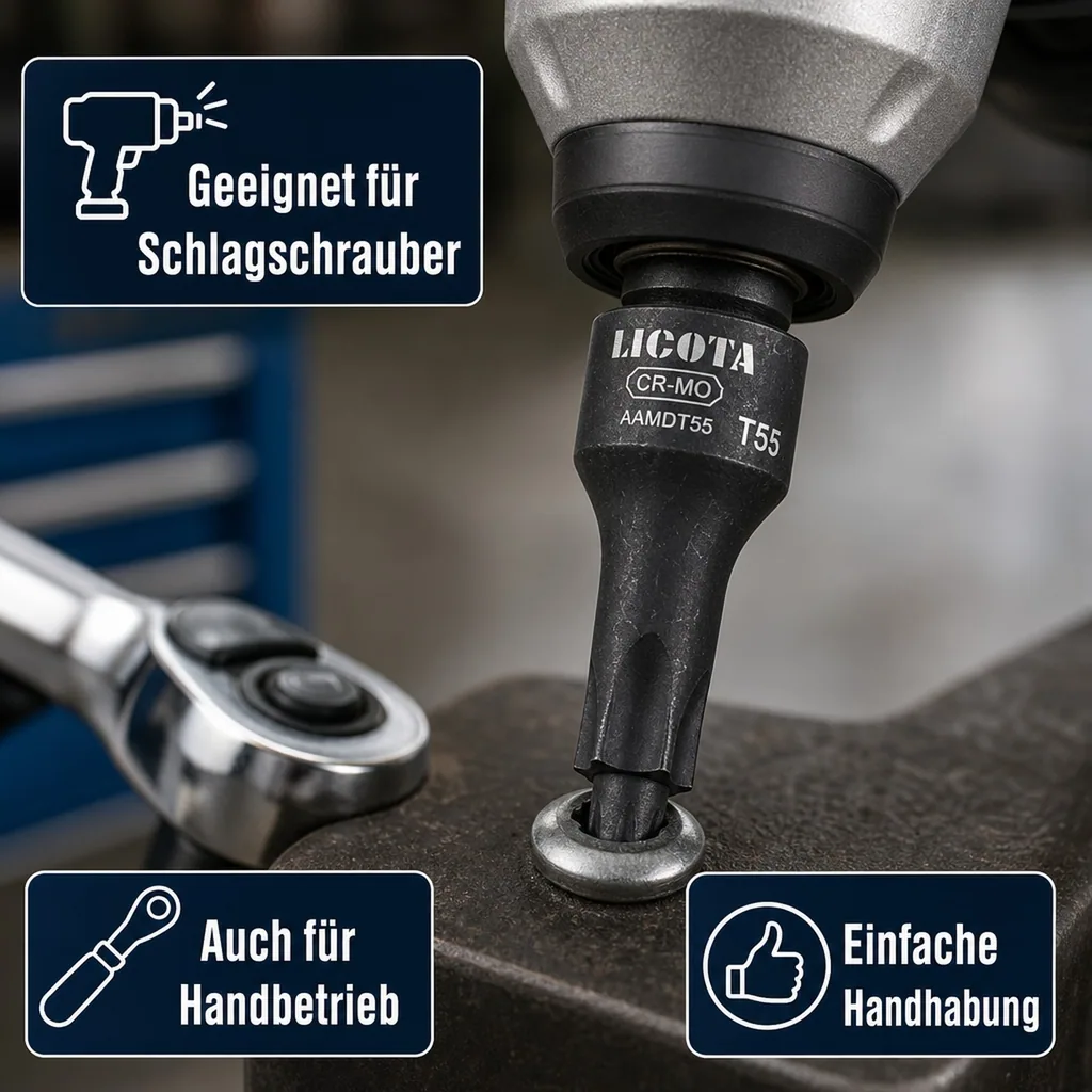 T90 Innensechskant Bit, Innensechskant Nuss, 1/2 Zoll, 60mm, Cr-Mo Steckschlüssel, Profi Werkzeug