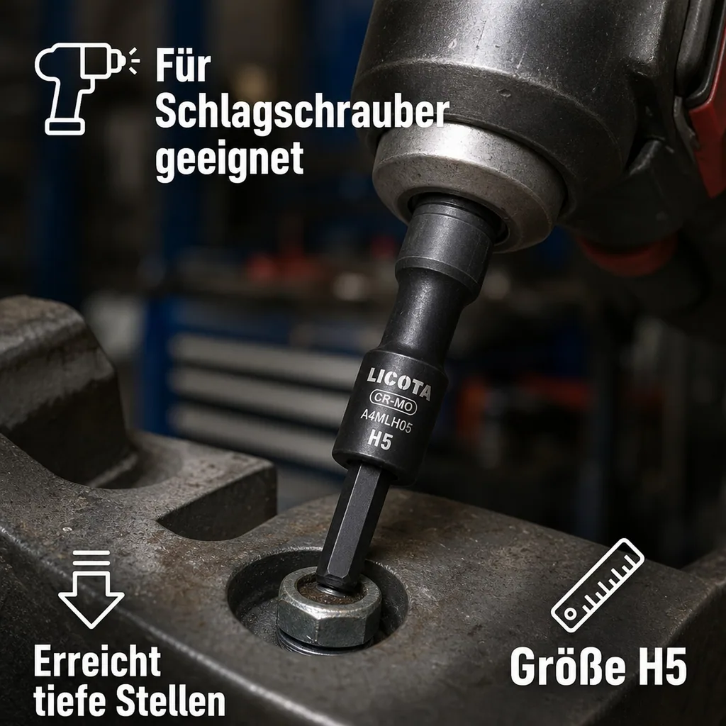 Innensechskant Nuss, 1/2 Zoll, H5, Cr-Mo, Schlagschrauber Nuss
