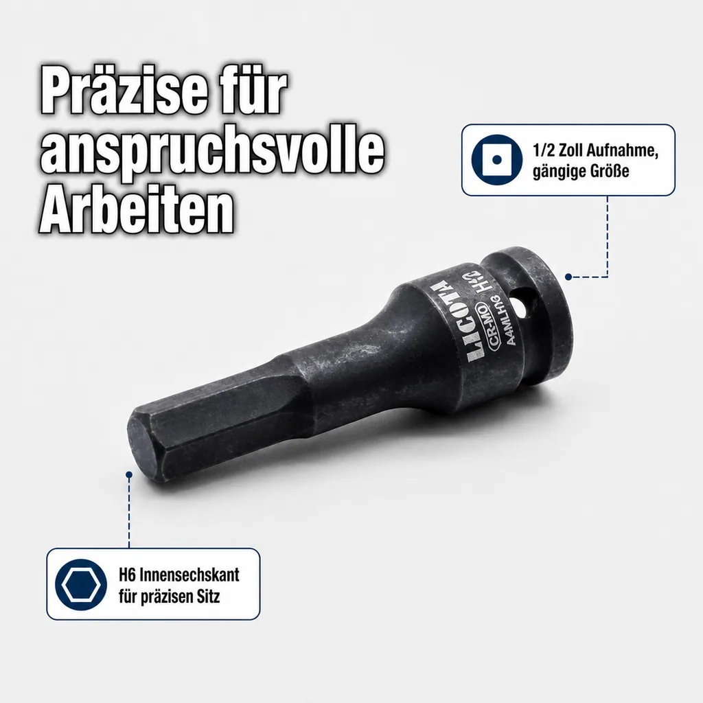 Innensechskant Nuss, 1/2 Zoll H6, 78mm Innensechskant