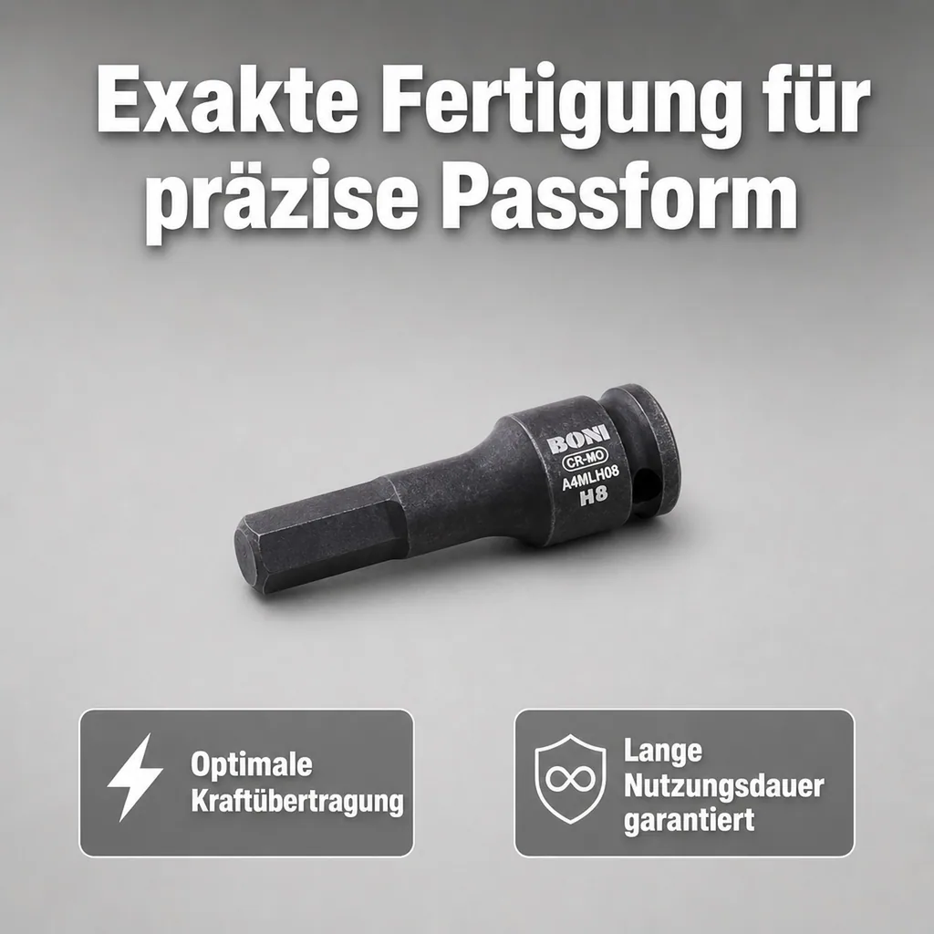 Schlagschrauber Nuss 1/2 Zoll, Innensechskant H8, Cr-Mo Stahl