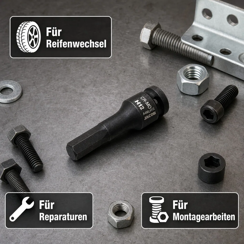 Schlagschraubernuss, Druckluft Schlagschrauber Nuss, Innensechskant Nuss, 1/2 Zoll Cr-Mo H12