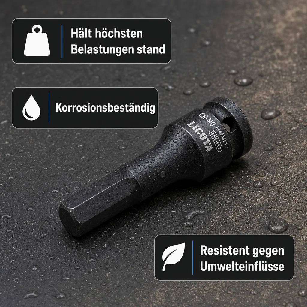 Schlagschraubernuss, Innensechskant H17, 1/2 Zoll, Cr-Mo