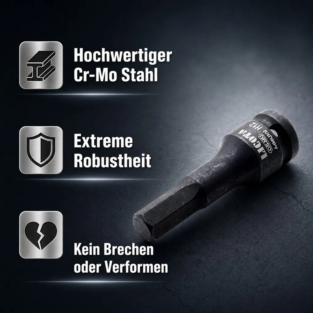 Schlagschraubernuss, Innensechskant H17, 1/2 Zoll, Cr-Mo