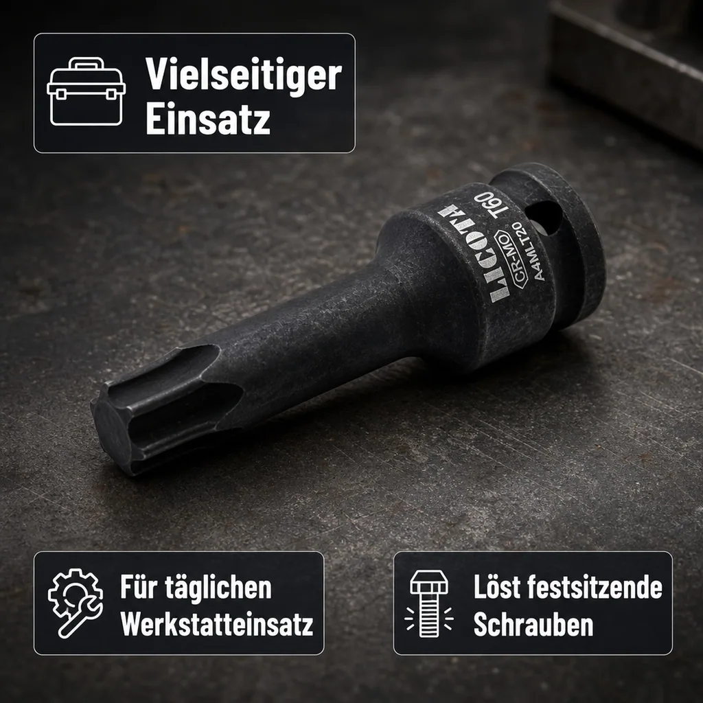 Innensechskant Nuss, T20, 1/2 Zoll, Cr-Mo Stahl -