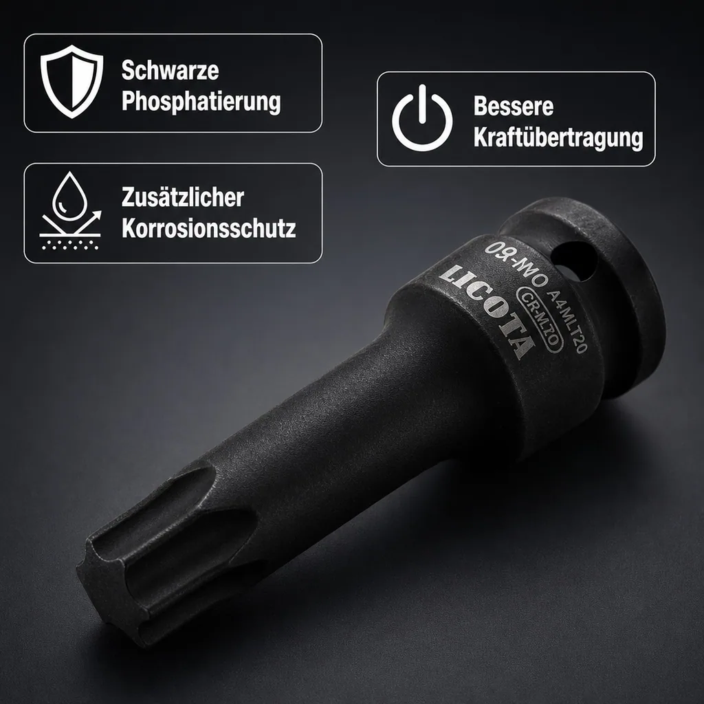 Innensechskant Nuss, T20, 1/2 Zoll, Cr-Mo Stahl -