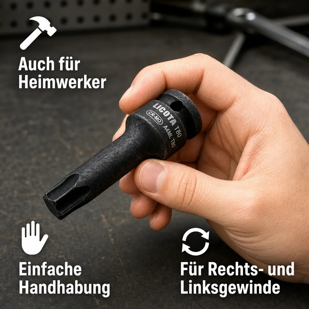 Innensechskant Nuss T80, 1/2 Zoll, Cr-Mo, Stecknuss für Drehmomentschlüssel