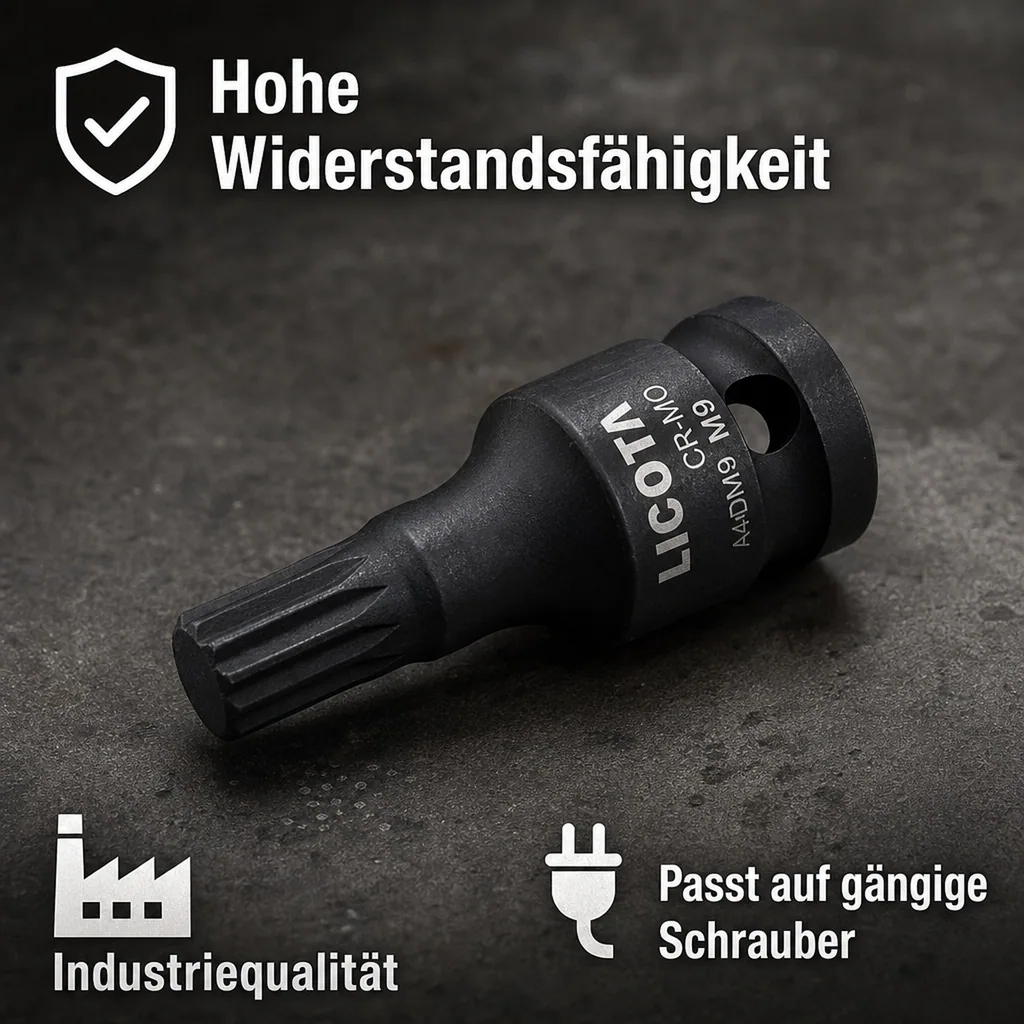 Schlagschraubernuss, Vielzahn Nuss, XZN Nuss, 1/2 Zoll, M6