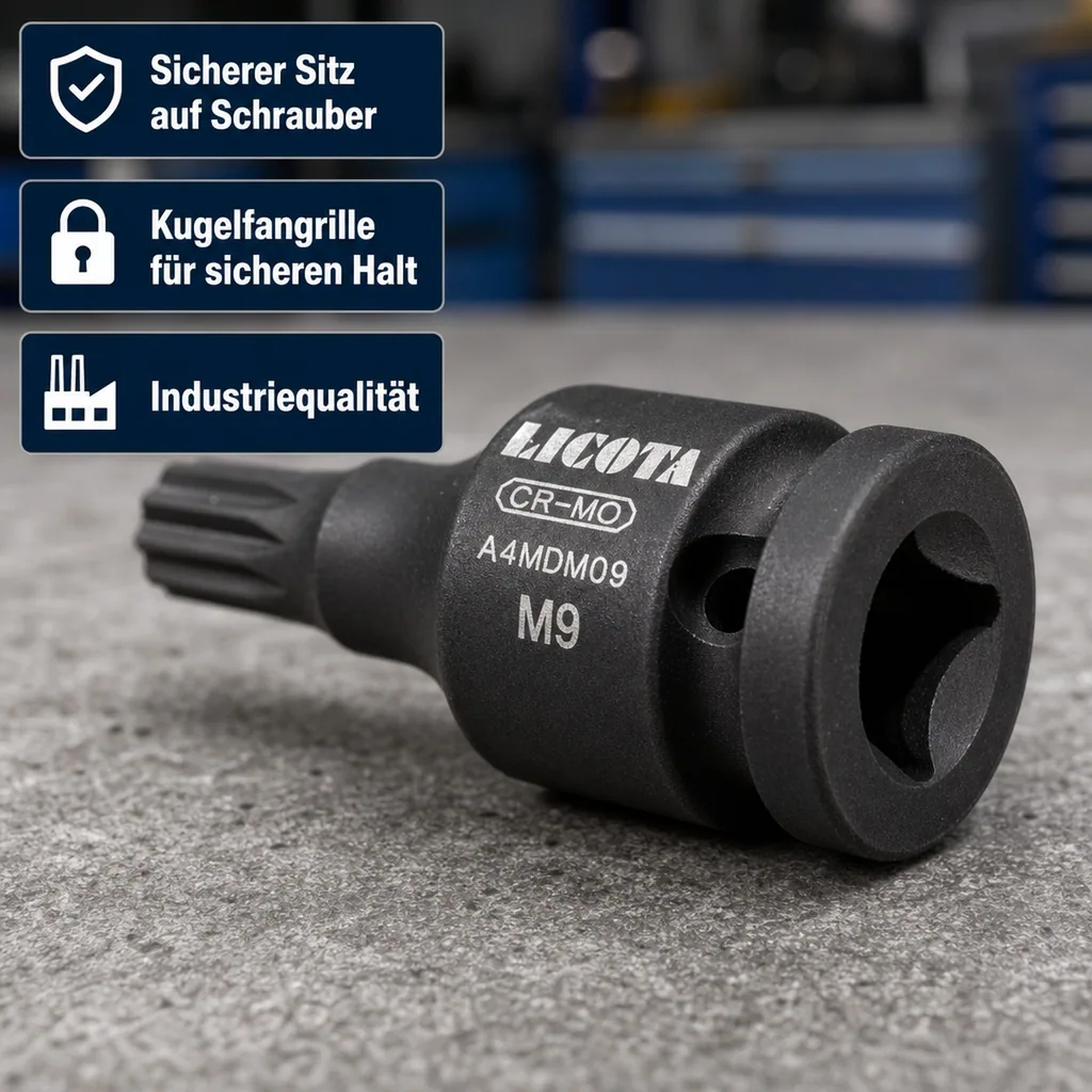 Schlagschraubernuss, Vielzahn Nuss, 1/2 Zoll, XZN M8, Cr-Mo