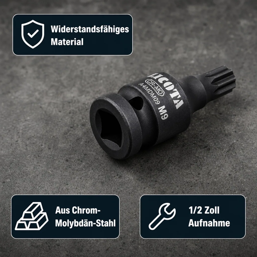 M18 Nuss, Vielzahn Nuss, 1/2 Zoll, Cr-Mo, Schlagschrauber Nuss