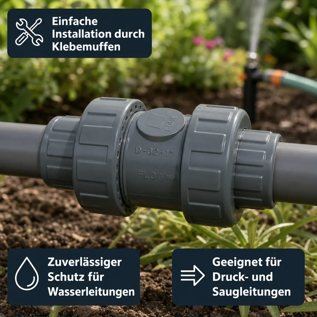 Rückschlagventil 50mm, PVC Rückschlagventil, DN40, Kunststoff Rückschlagventil